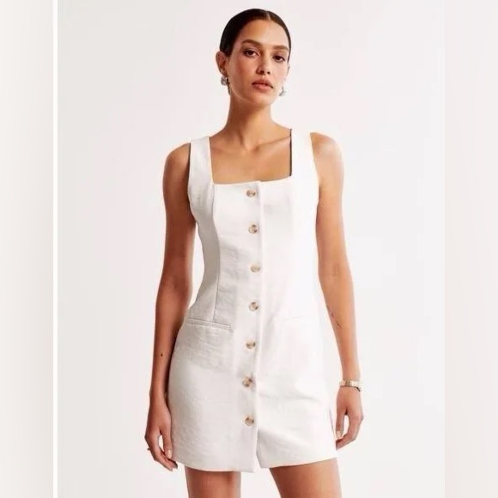 Abercrombie & Fitch White Linen Blend Dress